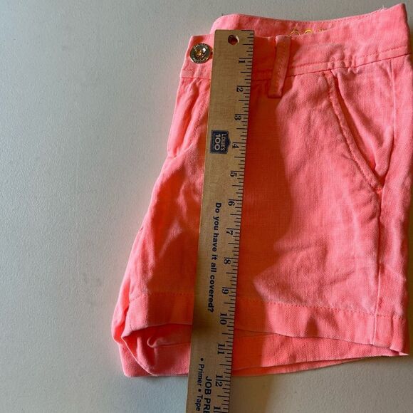 Lilly Pulitzer Neon Orange Linen Shorts Size 00 | Summer Resort Preppy - Picture 3 of 15